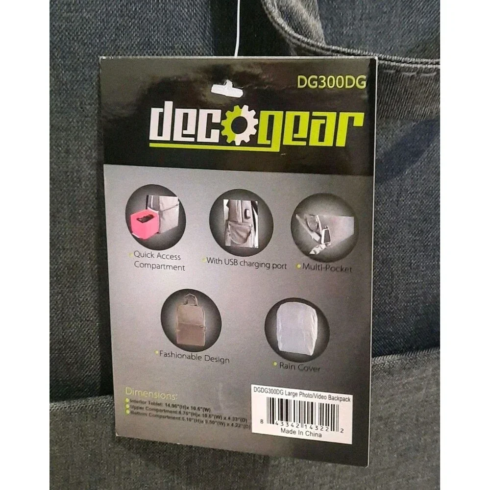 Deco Gear Multifunction Camera Gear /Drone Backpack with  USB Charging port  NWT